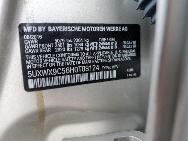 5UXWX9C56H0T08124 - 2017 BMW X3 XDRIVE28I SILVER photo 12