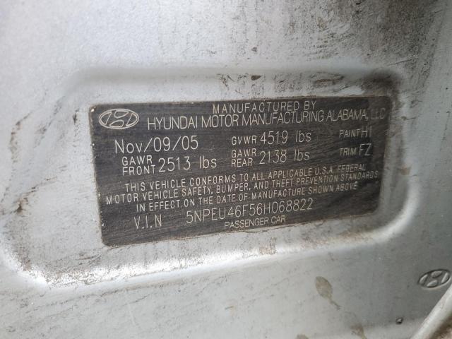 5NPEU46F56H068822 - 2006 HYUNDAI SONATA GLS BLUE photo 12