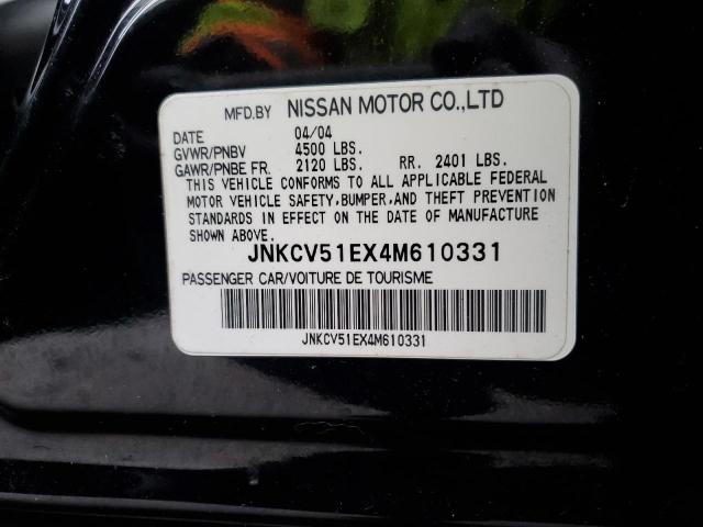 JNKCV51EX4M610331 - 2004 INFINITI G35 BLACK photo 12