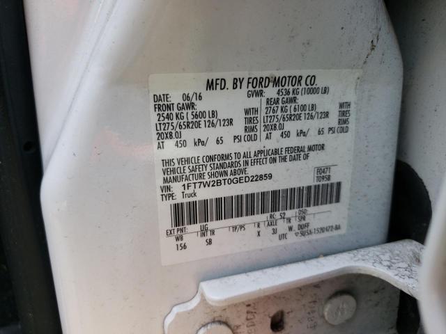 1FT7W2BT0GED22859 - 2016 FORD F250 SUPER DUTY WHITE photo 13