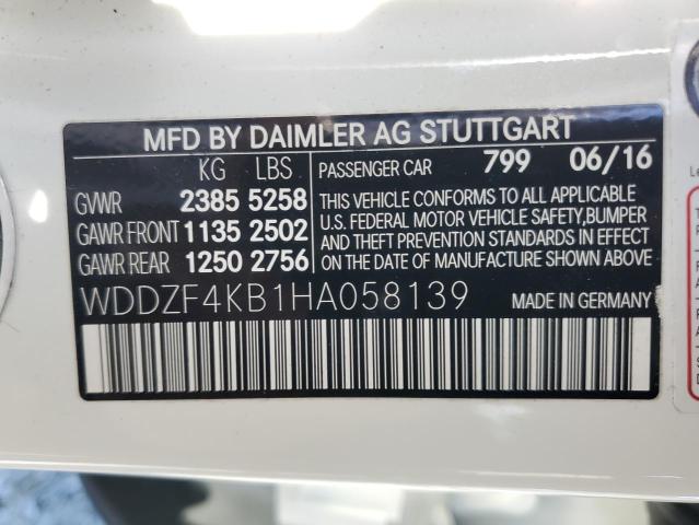 WDDZF4KB1HA058139 - 2017 MERCEDES-BENZ E 300 4MATIC WHITE photo 12