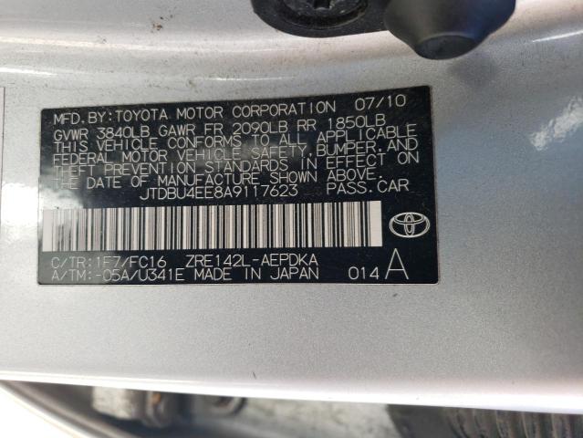 JTDBU4EE8A9117623 - 2010 TOYOTA COROLLA BASE SILVER photo 13