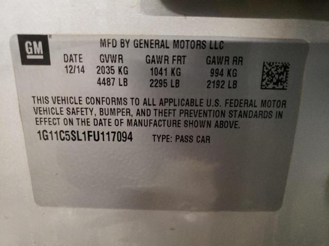 1G11C5SL1FU117094 - 2015 CHEVROLET MALIBU 1LT ვერცხლისფერი ფოტო 12