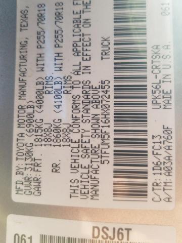 5TFUM5F16HX072455 - 2017 TOYOTA TUNDRA DOUBLE CAB SR/SR5 SILVER photo 13