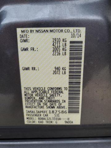 1N4AL3AP4FC187586 - 2015 NISSAN ALTIMA 2.5 GRAY photo 13