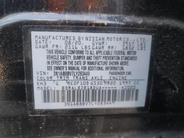 3N1AB8BV7LY283449 - 2020 NISSAN SENTRA S BLACK photo 13