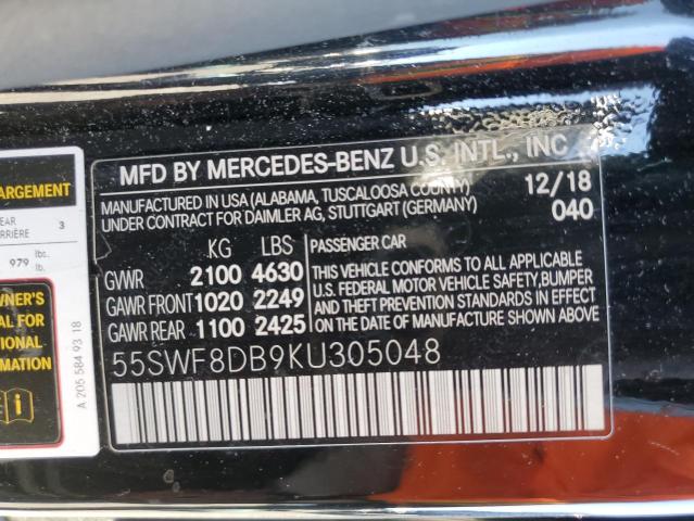 55SWF8DB9KU305048 - 2019 MERCEDES-BENZ C 300 BLACK photo 12