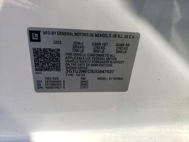 3GTU2NEC9JG647537 - 2018 GMC SIERRA K1500 SLT WHITE photo 12