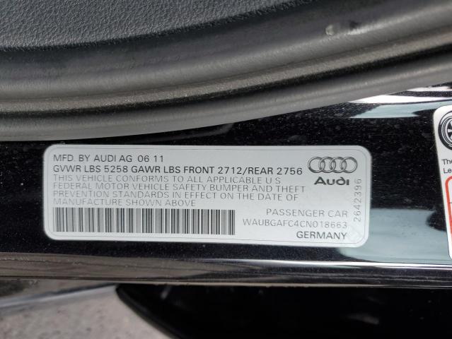 WAUBGAFC4CN018663 - 2012 AUDI A6 BLACK photo 13