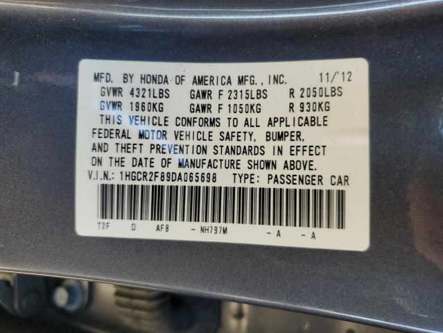 1HGCR2F89DA065698 - 2013 HONDA ACCORD EXL BLACK photo 13