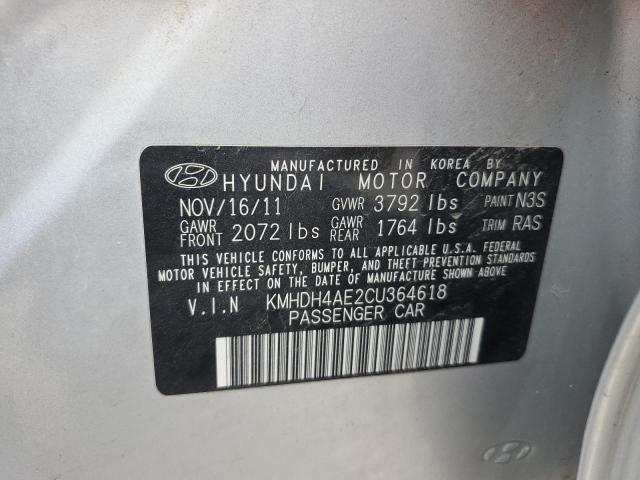 KMHDH4AE2CU364618 - 2012 HYUNDAI ELANTRA GLS GRAY photo 12