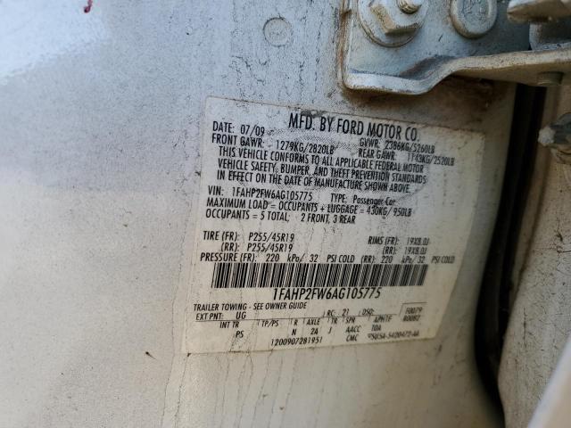 1FAHP2FW6AG105775 - 2010 FORD TAURUS LIMITED WHITE photo 12