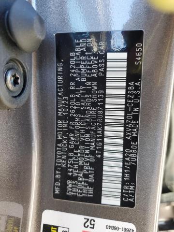 4T1G11AK7RU871139 - 2024 TOYOTA CAMRY SE NIGHT SHADE CHARCOAL photo 12