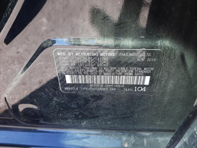 ML32F3FJ9HHF16918 - 2017 MITSUBISHI MIRAGE G4 ES შავი ფოტო 13
