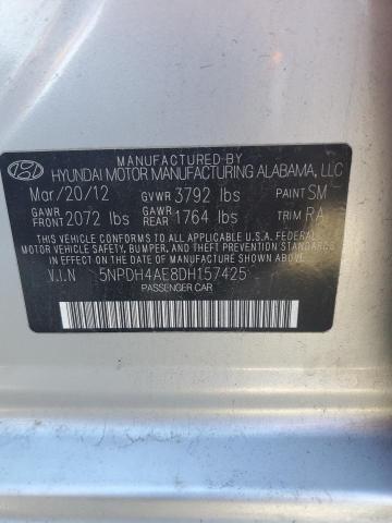 5NPDH4AE8DH157425 - 2013 HYUNDAI ELANTRA GLS SILVER photo 12