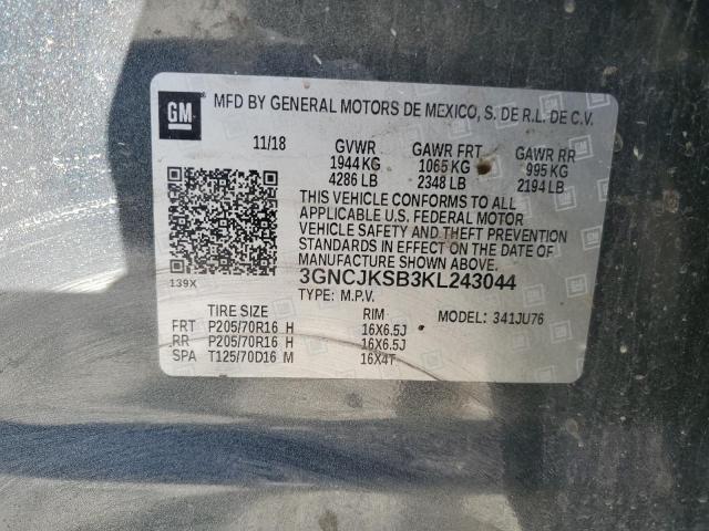 3GNCJKSB3KL243044 - 2019 CHEVROLET TRAX LS CHARCOAL photo 13