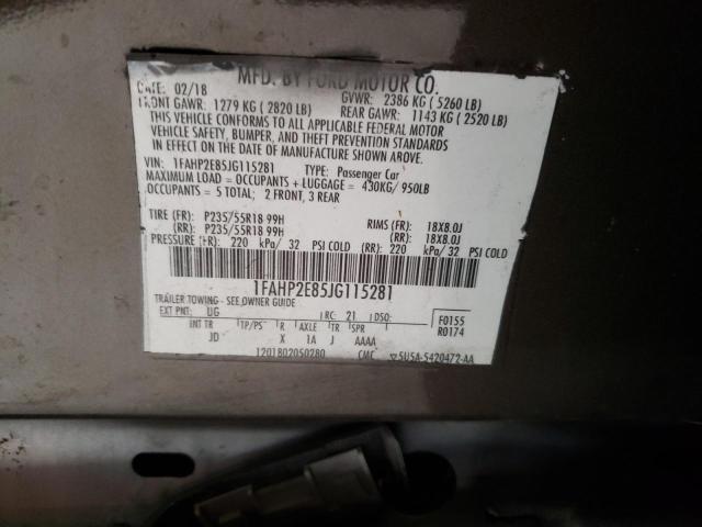 1FAHP2E85JG115281 - 2018 FORD TAURUS SEL CHARCOAL photo 12