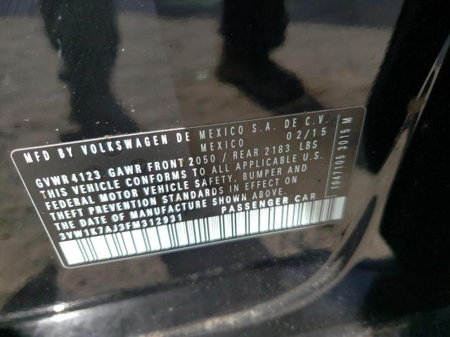 3VW1K7AJ3FM312931 - 2015 VOLKSWAGEN JETTA BASE BLACK photo 12
