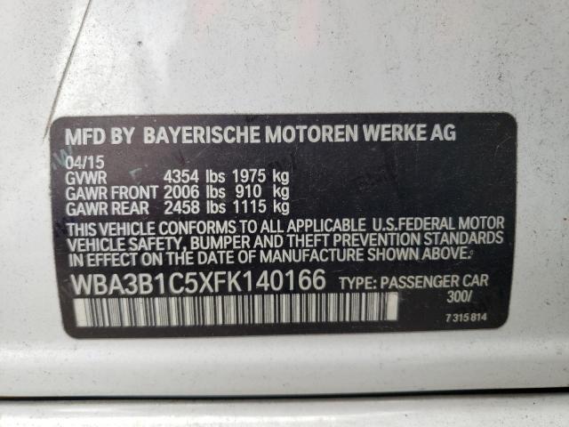 WBA3B1C5XFK140166 - 2015 BMW 320 I WHITE photo 12