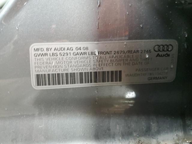 WAUDH74F78N134274 - 2008 AUDI A6 3.2 QUATTRO SILVER photo 13