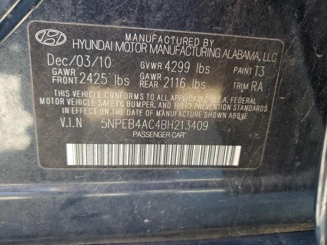 5NPEB4AC4BH213409 - 2011 HYUNDAI SONATA GLS BLUE photo 12