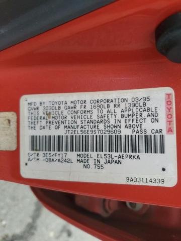 JT2EL56E9S7029609 - 1995 TOYOTA TERCEL DX RED photo 12