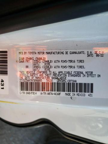 3TYSZ5AN7NT098085 - 2022 TOYOTA TACOMA ACCESS CAB თეთრი ფოტო 13