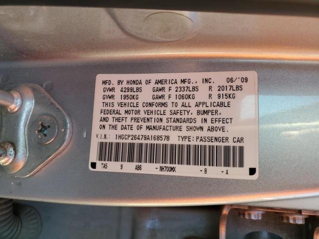 1HGCP26479A168578 - 2009 HONDA ACCORD LXP SILVER photo 12