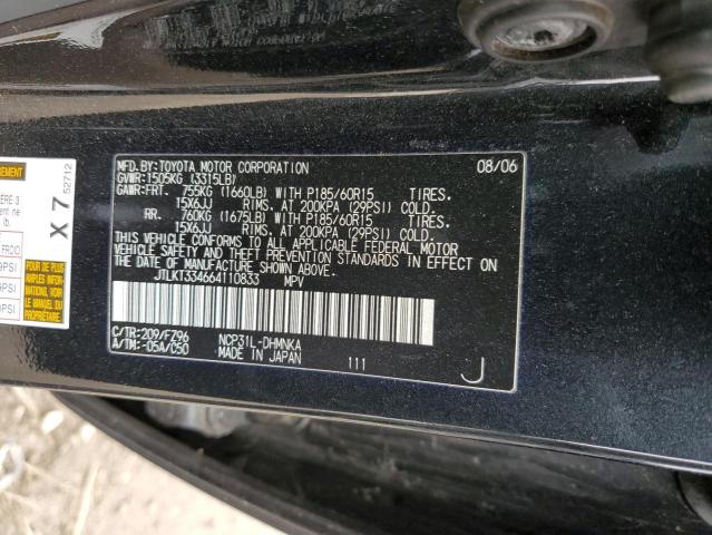 JTLKT334664110833 - 2006 TOYOTA SCION XB Schwarz Foto 12