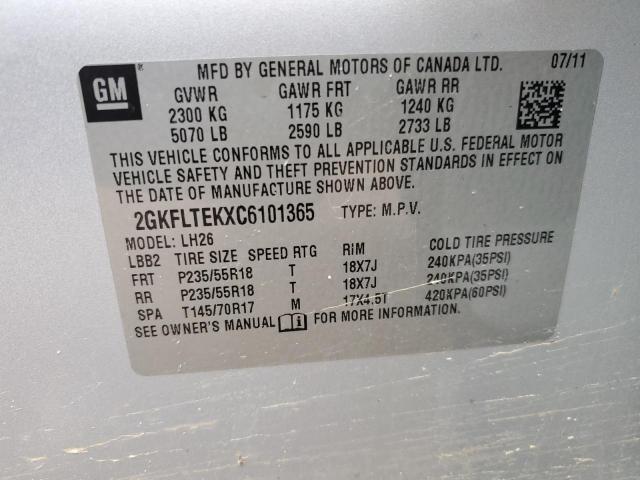 2GKFLTEKXC6101365 - 2012 GMC TERRAIN SLE SILVER photo 13