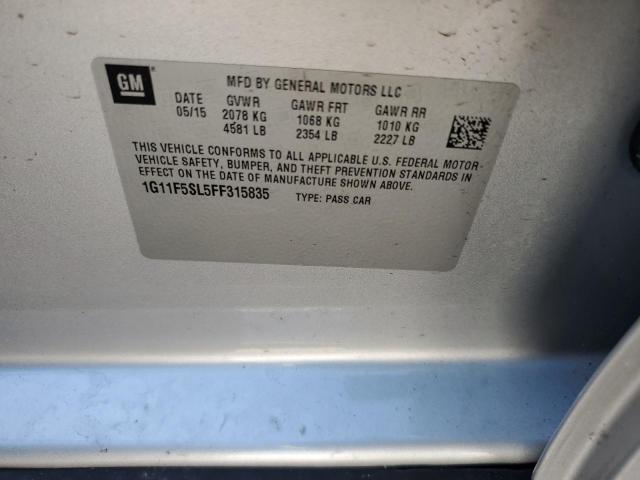 1G11F5SL5FF315835 - 2015 CHEVROLET MALIBU LTZ ვერცხლისფერი ფოტო 12