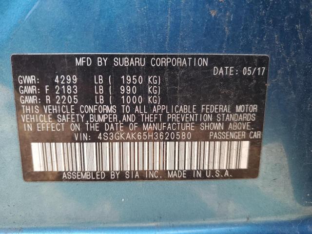 4S3GKAK65H3620580 - 2017 SUBARU IMPREZA SPORT BLUE photo 12