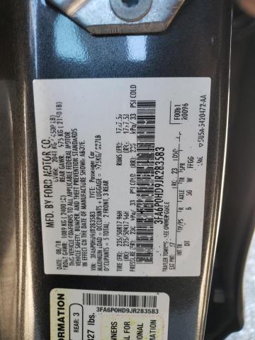 3FA6P0HD9JR283583 - 2018 FORD FUSION SE GRAY photo 12