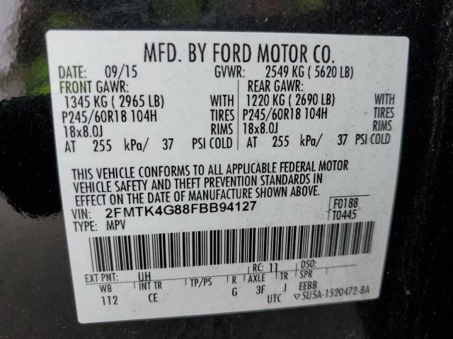 2FMTK4G88FBB94127 - 2015 FORD EDGE SE GRAY photo 12