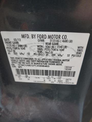 1FMCU9EG7CKB98463 - 2012 FORD ESCAPE LIMITED BLUE photo 13