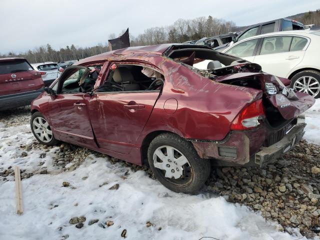 19XFA16539E011157 - 2009 HONDA CIVIC LX RED photo 2