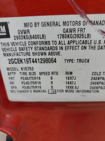 2GCEK19T441298064 - 2004 CHEVROLET SILVERADO K1500 RED photo 12