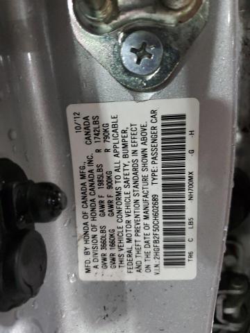 2HGFB2F50CH602689 - 2012 HONDA CIVIC LX SILVER photo 12