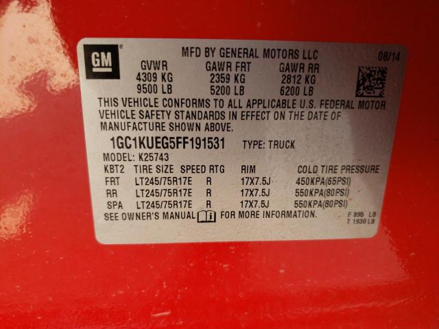 1GC1KUEG5FF191531 - 2015 CHEVROLET silverado K2500 HEAVY DUTY RED photo 12