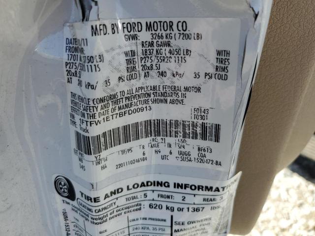 1FTFW1ET7BFD00913 - 2011 FORD F150 SUPERCREW WHITE photo 12