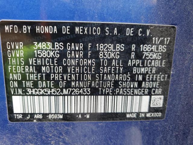 3HGGK5H52JM726433 - 2018 HONDA FIT LX BLUE photo 13