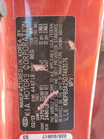 KNDPB3A25D7463176 - 2013 KIA SPORTAGE BASE RED photo 12