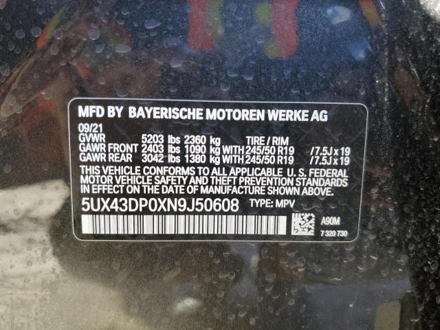 5UX43DP0XN9J50608 - 2022 BMW X3 SDRIVE30I GRAY photo 13