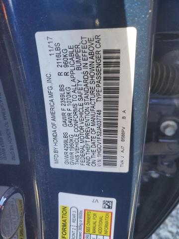 1HGCV1F52JA037748 - 2018 HONDA ACCORD EXL BLUE photo 12