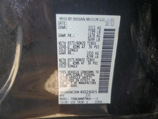 5N1BA0NC0DN602605 - 2013 NISSAN ARMADA SV BLACK photo 13