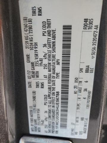 1FMCU0G93HUE56788 - 2017 FORD ESCAPE SE GRAY photo 13