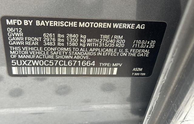 5UXZW0C57CL671664 - 2012 BMW X5 XDRIVE35D GRAY photo 10