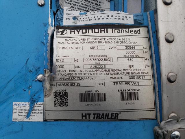 3H3V532CXLR441626 - 2020 HYUNDAI TRANSLEAD BLUE photo 10