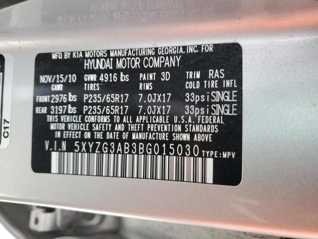 5XYZG3AB3BG015030 - 2011 HYUNDAI SANTA FE GLS SILVER photo 13