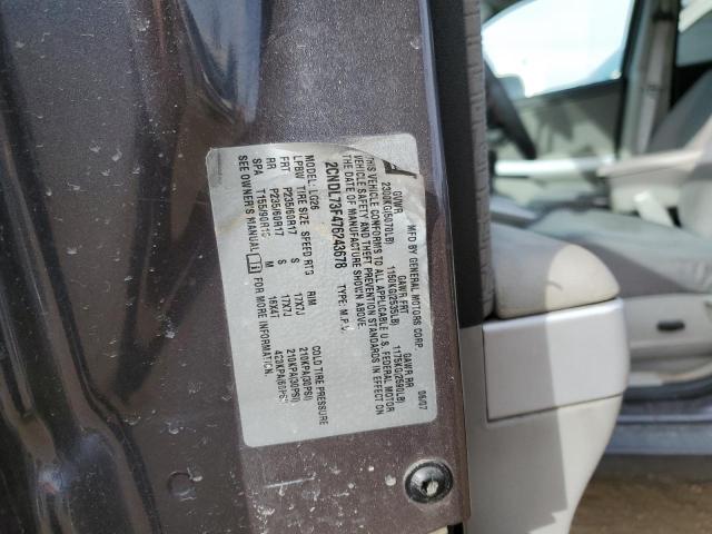 2CNDL73F476243678 - 2007 CHEVROLET EQUINOX LT CHARCOAL photo 12